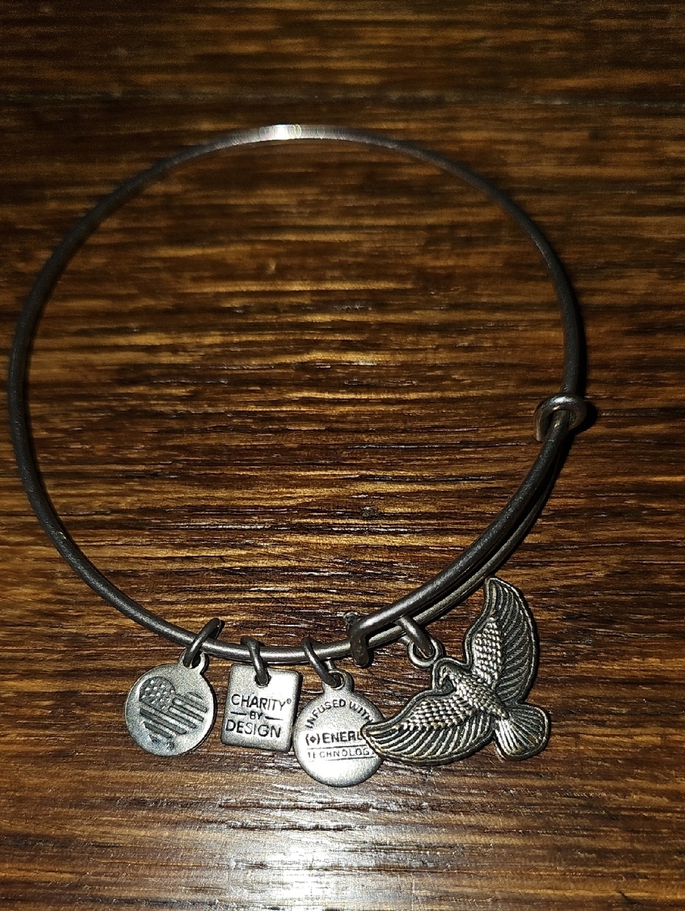 Alex and Ani Silver-Toned Dove Charm Expandable Bracelet